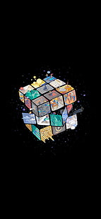  amoled, dark, Rubik's Cube, HD wallpaper HD wallpaper