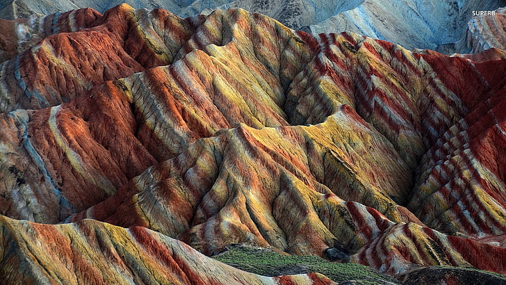 pemandangan, alam, pegunungan, Taman Geologi Nasional Zhangye Danxia, Wallpaper HD