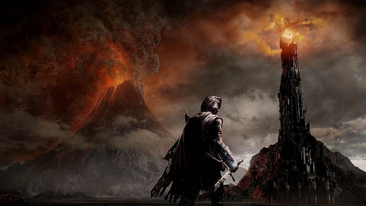 shadow of mordor mordor the eye of sauron mountain lava the lord of the rings deviantart, HD wallpaper