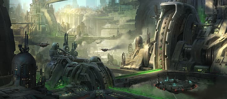 kota, fiksi ilmiah, hijau, utopis, Wallpaper HD