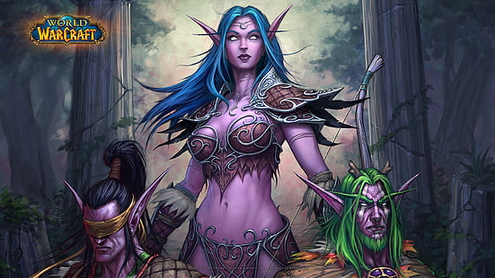 Blizzard Entertainment, Warcraft, World of Warcraft, Tyrande, Illidan, Malfurion, garota de fantasia, videogame, HD papel de parede HD wallpaper