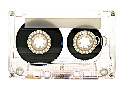 黒のカセットテープ、テープ、カセット、白の背景、 HDデスクトップの壁紙 HD wallpaper