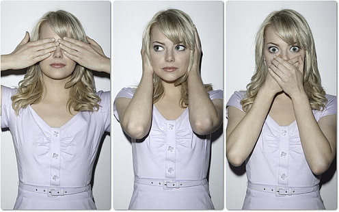 Emma Stone, women, collage, actress, celebrity, blonde, HD wallpaper HD wallpaper