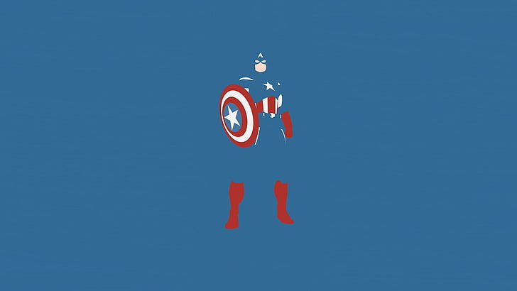 Marvel Captain America stencil wallpaper, america, background, blue, captain, comics, minimalistic, HD wallpaper