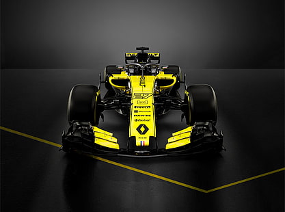 amarelo e preto, kart, Renault R.S.18, F1 2018, Fórmula 1, carros de F1, 2018, 4K, HD papel de parede HD wallpaper