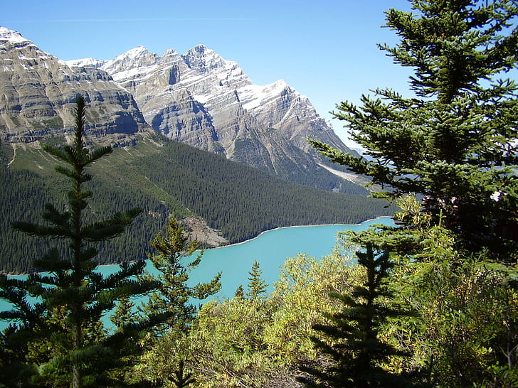 Alberta Pod koniec września 2011 r., Woda, skały skaliste, karmione lodowcem, alberta, kanadyjskie góry skaliste, kanada, przyroda i krajobrazy, Tapety HD