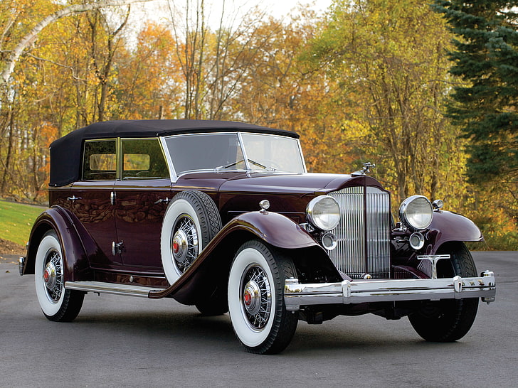 1932, convertible, custom, dietrich, individual, luxury, packard, retro, sedan, twin, HD wallpaper