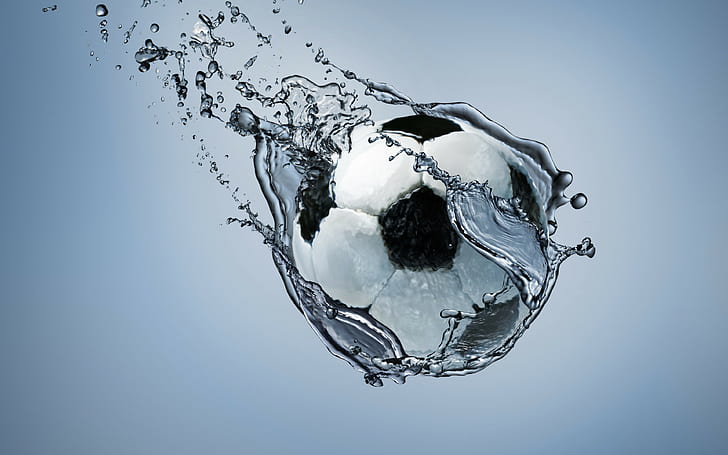 football, ball backgrounds, exercise, Water, abstraction, Download 3840x2400 football, HD wallpaper