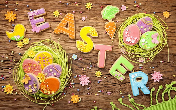 Cookies Paskah Telur Musim Semi, paskah, kue, musim semi, telur, Wallpaper HD