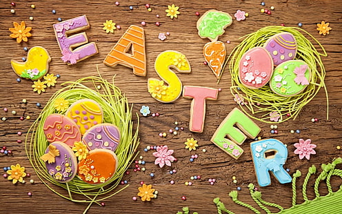 Великденски бисквитки Пролетни яйца, Великден, бисквитки, пролет, яйца, HD тапет HD wallpaper