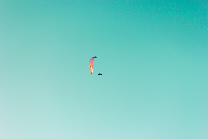 paraglider, paragliding, flight, sky, minimalism, HD wallpaper