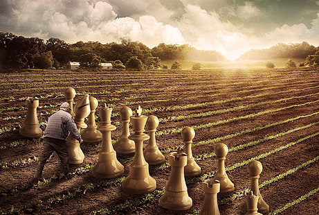 Chess pieces, 4K, Farming, HD wallpaper HD wallpaper