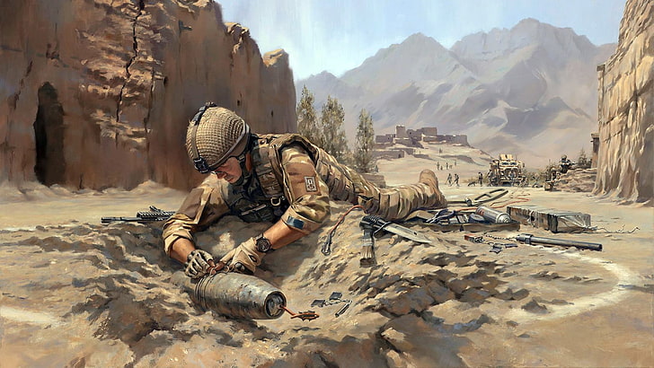 Explosive Ordnance Disposal Team, artwork, military, HD wallpaper