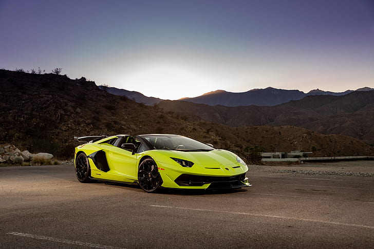 Lamborghini, Lamborghini Aventador SVJ, samochód, Lamborghini Aventador, samochód sportowy, supersamochód, pojazd, żółty samochód, Tapety HD