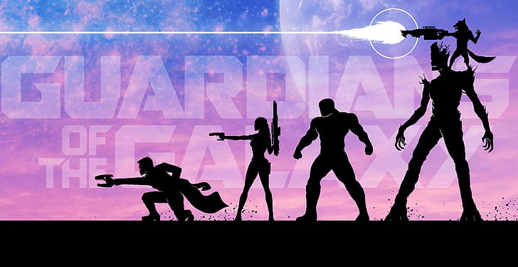 Star Lord و Marvel Comics و Drax the Destroyer و Groot و Guardians of the Galaxy و Rocket Raccoon و Gamora، خلفية HD