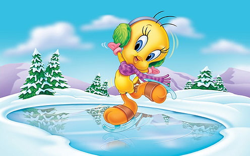 Looney Tunes Tweety Bird Cartoon Art Skating Dancing on Ice Desktop Hd Wallpaper per telefoni cellulari Tablet e Pc 2560 × 1600, Sfondo HD HD wallpaper