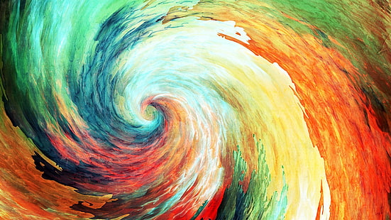 pintura de remolino multicolor, pintura abstracta, colorido, pintura, anime, espiral, abstracto, ilustración, huracán, vórtice, psicodélico, Fondo de pantalla HD HD wallpaper