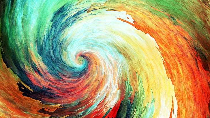spiral, artwork, abstract, anime, vortex, colorful, painting, HD wallpaper