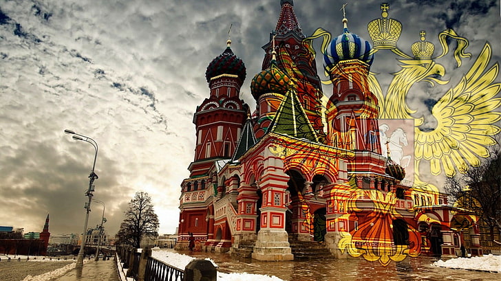 Aziz Basil Katedrali, Rusya, Rusya, Moskova, dijital sanat, gökyüzü, HD masaüstü duvar kağıdı