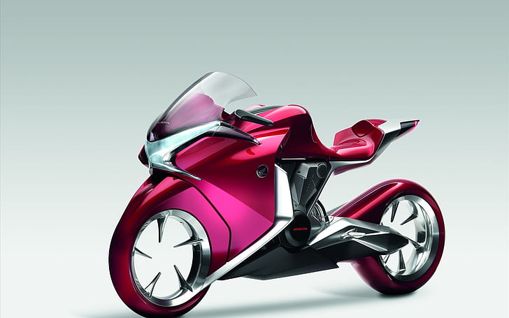 Honda V4 Concept Widescreen Bike, розовый и черный спортивный мотоцикл, широкоформатный, велосипед, Honda, концепция, HD обои