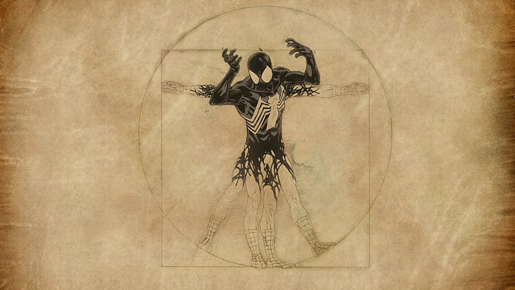 spider-man, venom, Leonardo da Vinci, HD wallpaper