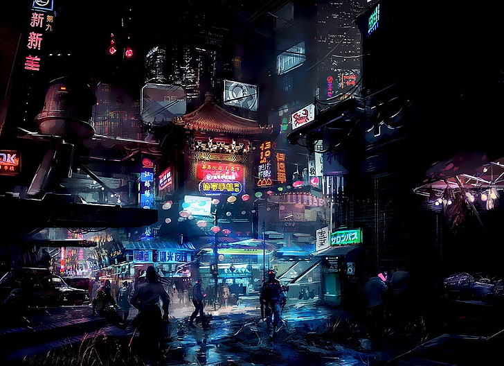 futurystyczne miasto, science fiction, sztuka cyfrowa, Tapety HD