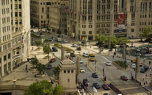 Cityscape, bangunan, jalan, Chicago, Wallpaper HD HD wallpaper
