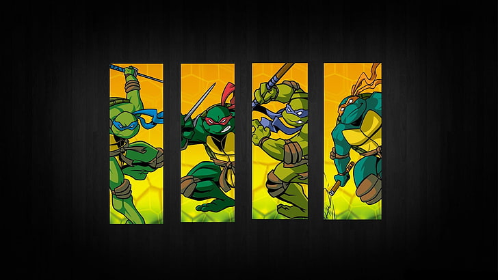 TMNT Charakter 4-Panel-Gemälde, Teenage Mutant Ninja Turtles, Cartoon, TV, Schildkröte, HD-Hintergrundbild