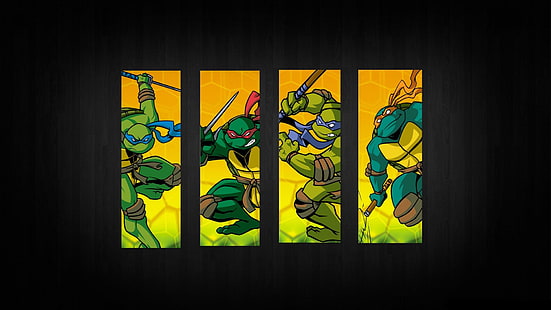 4-panelowe malowanie postaci TMNT, Wojownicze Żółwie Ninja, kreskówka, TV, żółw, Tapety HD HD wallpaper