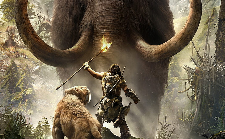 mamute marrom, FarCry Primal, longe demais primal, HD papel de parede