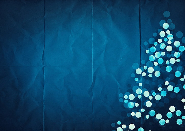 blue bokeh, untitled, minimalism, texture, Christmas Tree, bokeh, Christmas, HD wallpaper