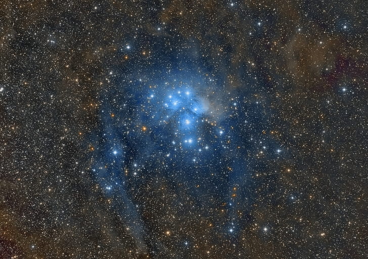 космос, звезди, M45, звезден куп, Плеяди, HD тапет