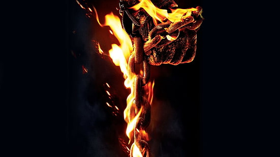 огън, вериги, метал, тъмно, Ghost Rider, Marvel Comics, HD тапет HD wallpaper
