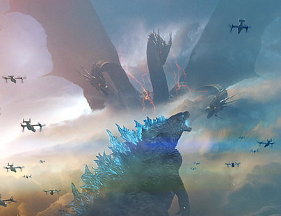 Film, Godzilla: King of the Monsters, Godzilla, King Ghidorah, HD tapet HD wallpaper