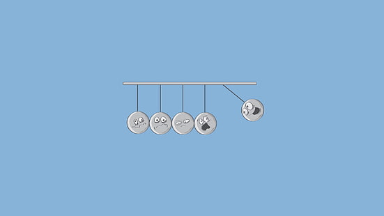 gray ball illustration, physics, minimalism, humor, simple background, HD wallpaper HD wallpaper