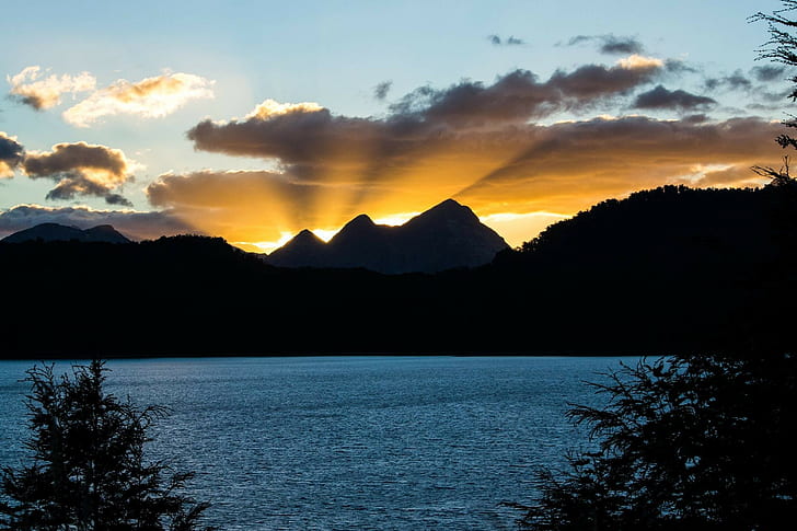 ภูมิทัศน์ธรรมชาติภูเขาพระอาทิตย์ขึ้นทะเลสาบรังสีดวงอาทิตย์, วอลล์เปเปอร์ HD