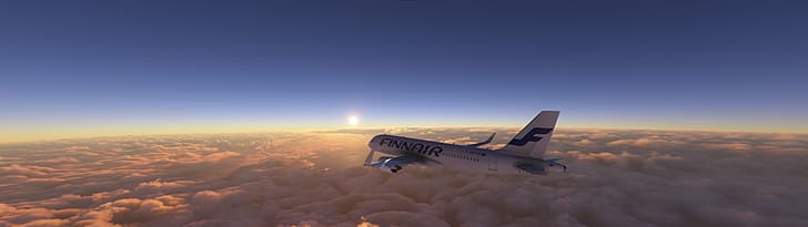 simulateur de vol, voler, ciel, nuages, Airbus A320, Fond d'écran HD