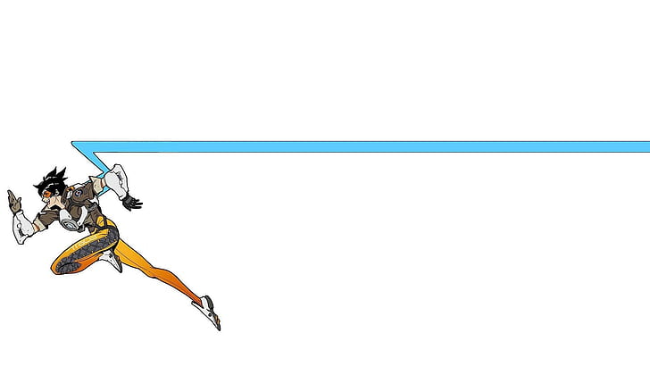 Tracer (Overwatch), Overwatch, minimalism, PC gaming, running, simple background, HD wallpaper