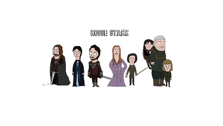 Arya Stark, Bran Stark, Catelyn Stark, Eddard Stark, Hodor (Game of Thrones), Robb Stark, Sansa Stark, Game of Thrones, HD wallpaper
