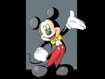 Mickey Mouse, Lovely Cartoon, Comic, Funny, Black Background, mickey mouse illustration, mickey mouse, lovely cartoon, comic, funny, black background, HD tapet HD wallpaper