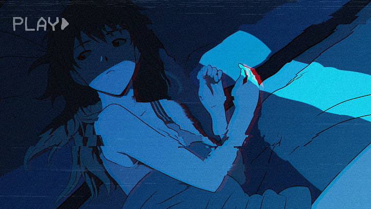 synthwave, chicas mecha, Asuka Langley Soryu, en la cama, chicas anime, Neon Genesis Evangelion, onda de vapor, Fondo de pantalla HD