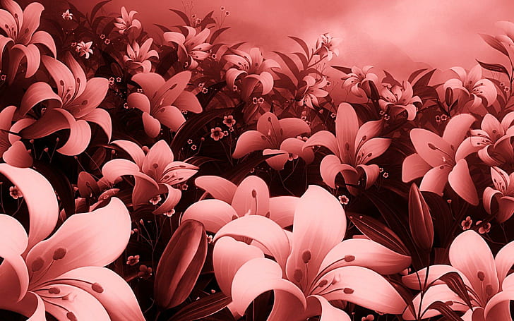 Rosa, rosa * För Luiza (drömmarflicka), rosa blommor illustration, blomma, fält, abstrakt, rosa, 3d och abstrakt, HD tapet