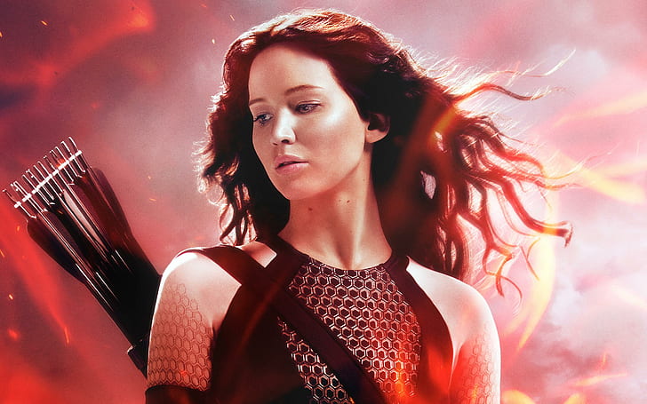 Katniss di The Hunger Games Catching Fire, permainan kelaparan karakter film, api, game, kelaparan, penangkapan, katniss, Wallpaper HD