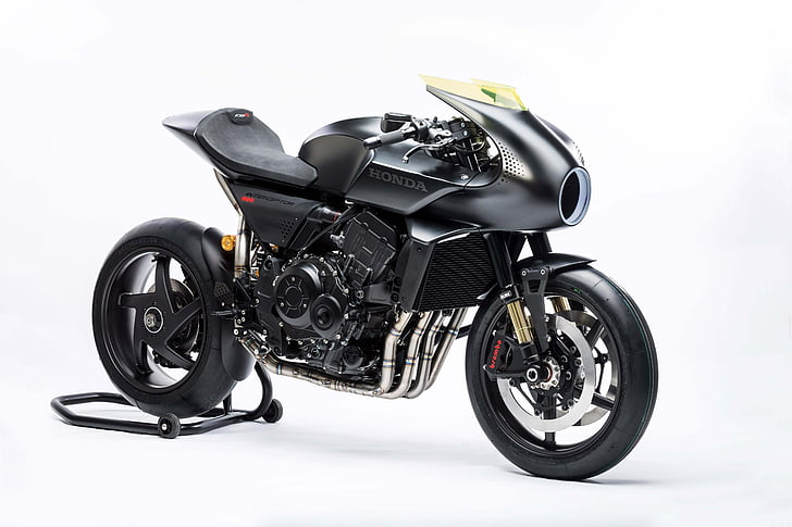 черный спортивный мотоцикл Honda цифровые обои, Honda CB4 Interceptor, Futuristic, Concept bikes, 4K, HD обои