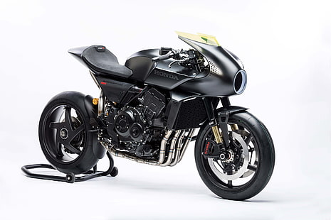 черный спортивный мотоцикл Honda цифровые обои, Honda CB4 Interceptor, Futuristic, Concept bikes, 4K, HD обои HD wallpaper