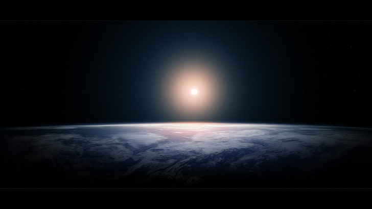 Ilustración del planeta, espacio, tierra, arte espacial, planeta, brillante, sol, arte digital, Fondo de pantalla HD