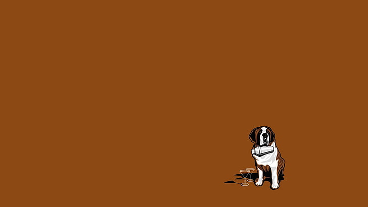 Сен-Бернар иллюстрация, минимализм, собака, простой фон, HD обои
