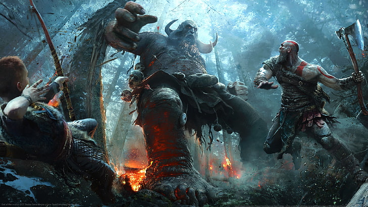 God of War 4 digitale Tapete, God of War, Axt, Bogen, Kratos, Gott des Krieges (2018), HD-Hintergrundbild