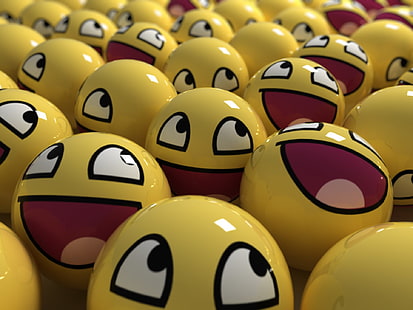 لعبة الرموز التعبيرية المبتسمة ، فكاهة ، مبتسم ، ثلاثي الأبعاد ، كرة، خلفية HD HD wallpaper
