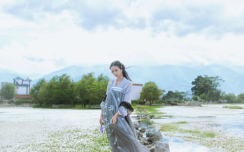 Китайска рокля, азиатска, ханфу, HD тапет HD wallpaper